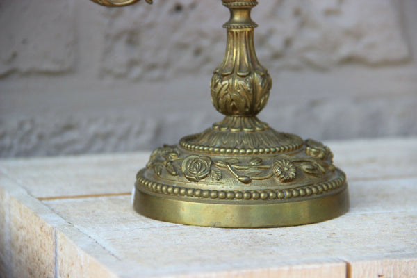 PAIR antique bronze candlesticks candle holders