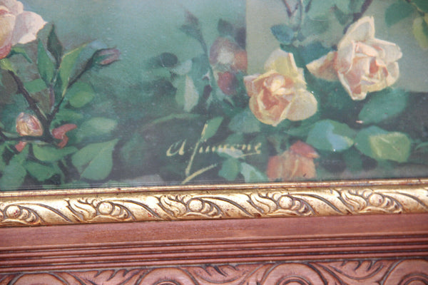 Huge Antique French Religious chromo Litho Madonna Jesus baby Framed