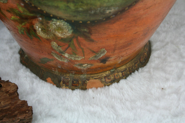 Rare Exclusive Terra cotta Hand painted victorian French Vase 1850