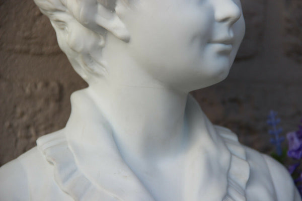 XL French Tharaud Limoges marked bisque porcelain buste houdon child