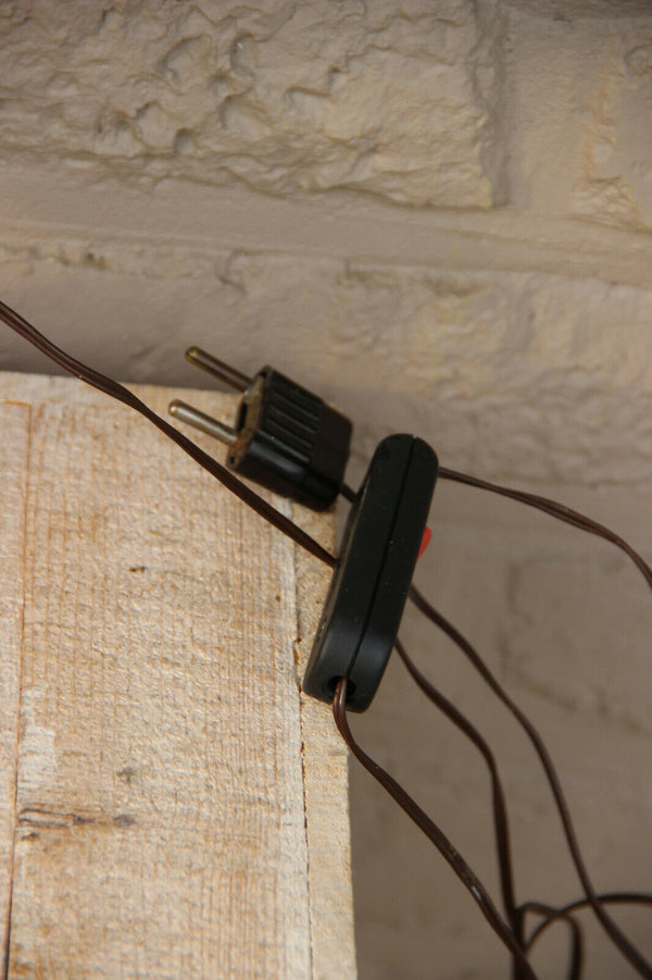 Huge French angel putti metal figurine onyx marble table lamp 1960