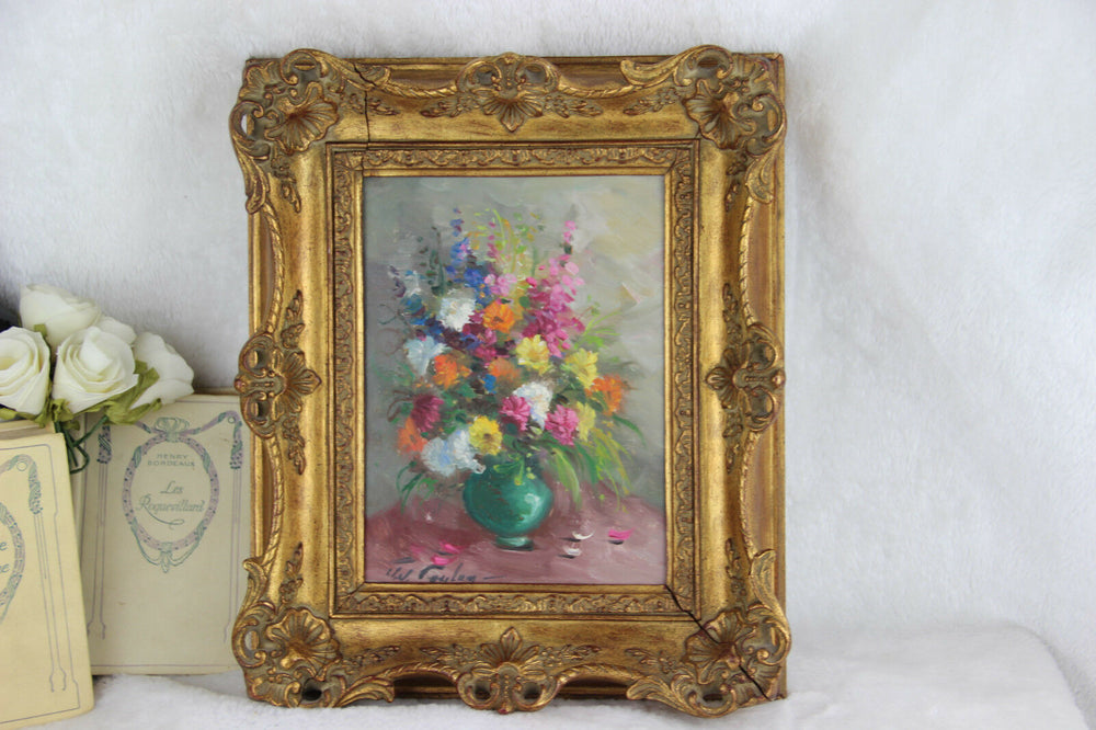 Belgian Artist J J foulon painting oil cardboard Still life framed