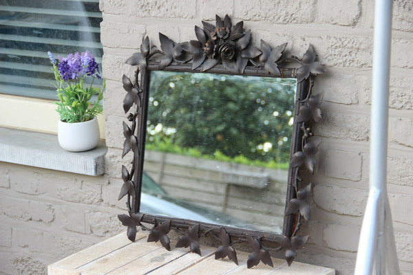 German black forest wood carved leaf wall mirror