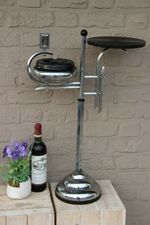 ART DECO Hotel ashtray smoking table stand bakelite chrome