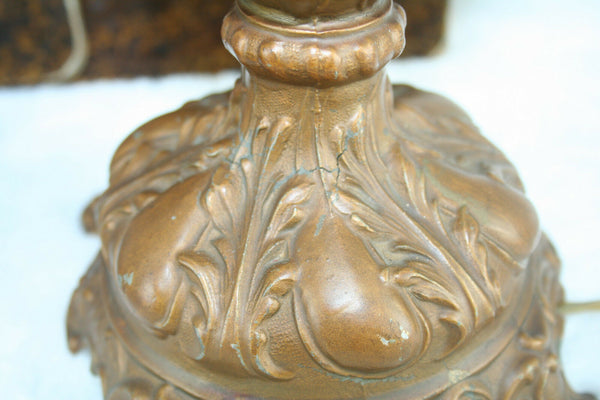 French Vintage 1950's Cherubs angels porcelain green table lamp