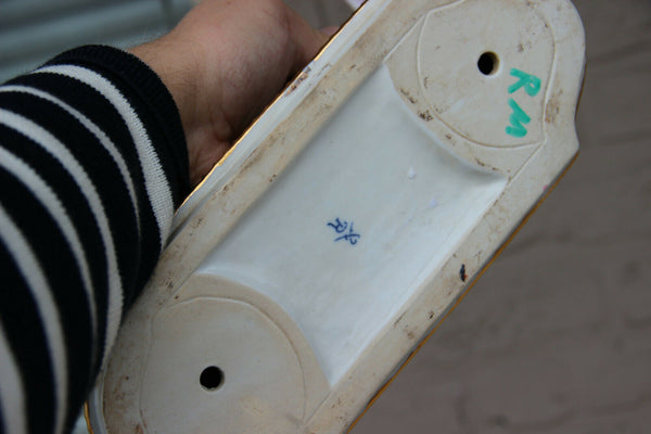 Gorgeous German porcelain romantic putti angels swan planter vase