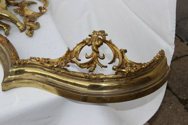 Very RARE PAIR Antique 19thc French Fireplace Curved Andirons set putti