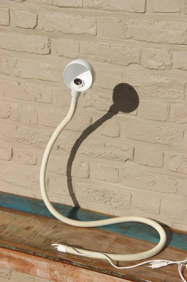 Retro mid century 70's Snake flexible desk lamp white