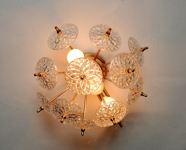 VAL SAINT LAMBERT SPUTNIK crystal discs sconce wall lamp vintage 1960 no2