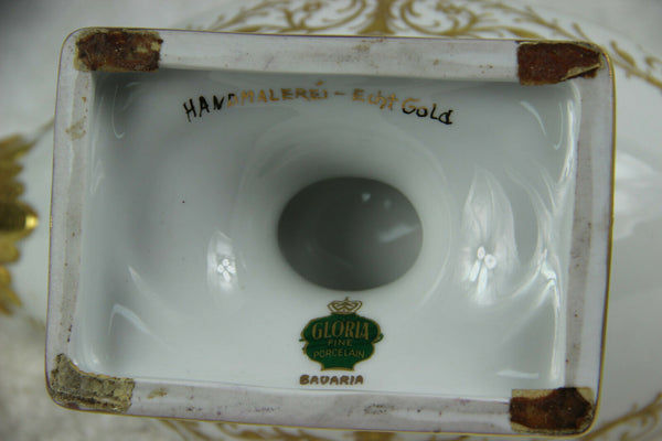 Vintage German Centerpiece bowl romantic victorian swan handles coupe