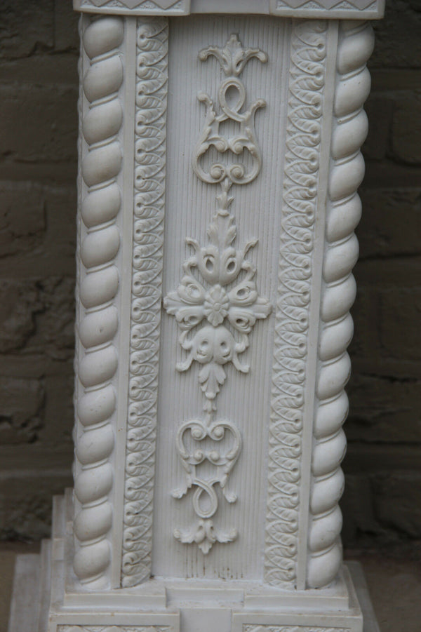 Heavy 25 kg Carved Bisque pedestal for clock statue barley twist columns