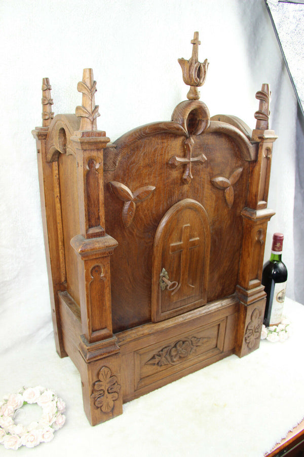 Religious Antique Church tabernacle Wood carved neo gothic rare