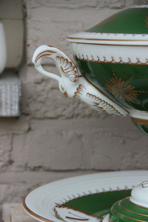 Huge french Porcelain De couleuvre marked napoleon Eagle Centerpiece lidded bowl