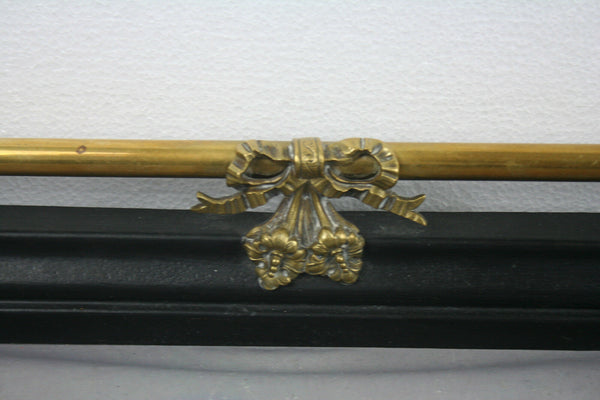 Impressive French 30's Fireplace mantel Pediment Cast iron GOATS Andirons set