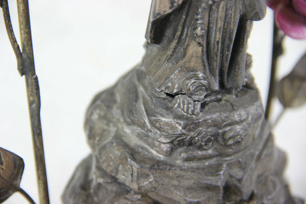 Antique French LOURDES virgin Mary apparition music box ave maria religious