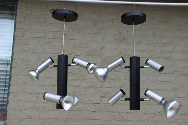 PAIR holland Philips Retro vintage 1970's industrial flexible 4 arms chandeliers