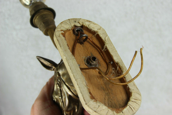 PAIR antique Bronze horse head sconces wall lights equestrian by Sylvain NORGA