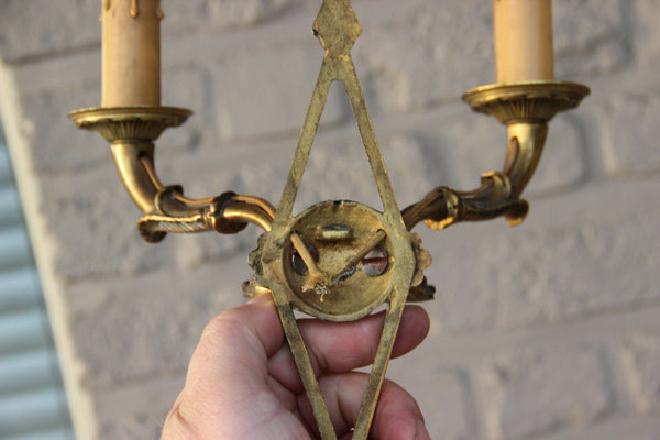 PAIR French empire Bronze swan arms wall lights sconces