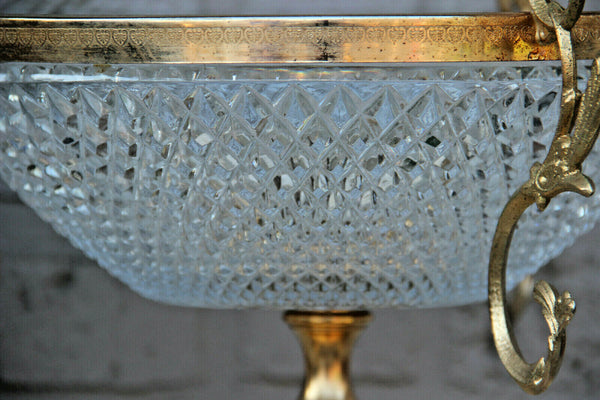 LARGE empire design french Crystal glass Centerpiece fruit bowl lion paws
