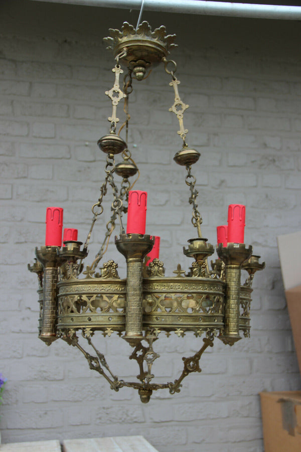 Antique Bronze Neo Gothic church castle Chandelier religious