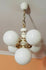 Vintage French 1970 opaline glass globe sputnik retro chandelier pendant