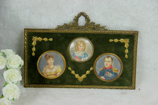 RARE antique 19thc napoleon III Miniature medaillon portrait napoleon family
