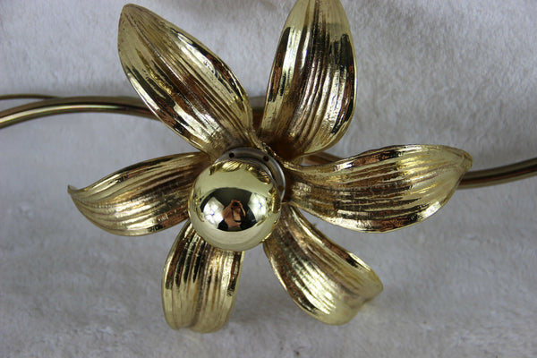 Mid century Brass flower wall Ceiling lamp sconce by massive 1970 Willy Daro