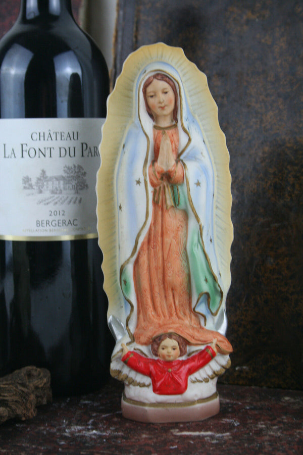 Vintage 50's french porcelain madonna statue rare unusual piece angel putti