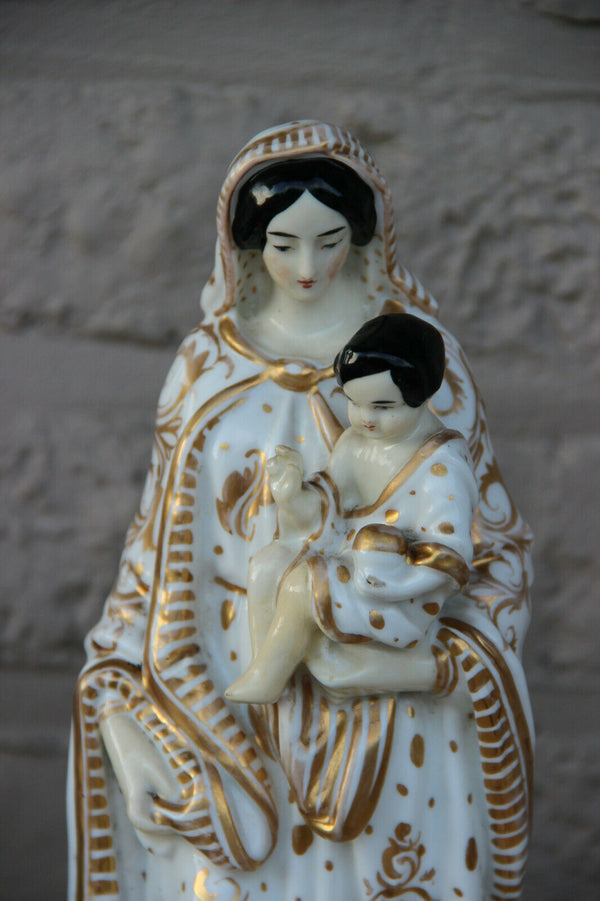 LARGE Antique vieux paris porcelain Madonna figurine religious
