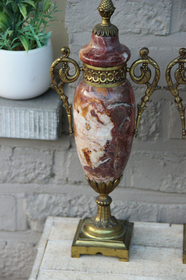 Antique PAIR french marble bronze empire Vases urns