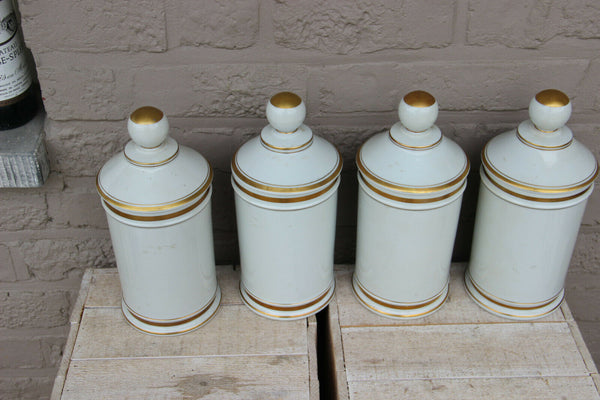 Rare Set 4 Empire vieux paris napoleonic soldier porcelain apothecary jars pots