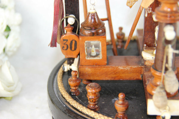 Unusual Antique Crucifix religious folkloric art Christ wood plaster Rare