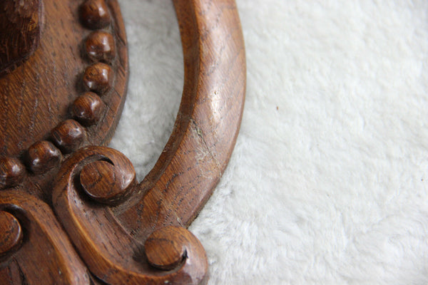 Antique Swiss Wood carved black forest Bear wall plaque panel 1920's