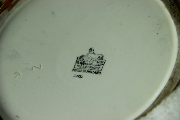 Petrus Regout Maastrich delft polychrome floral pottery Vases Set