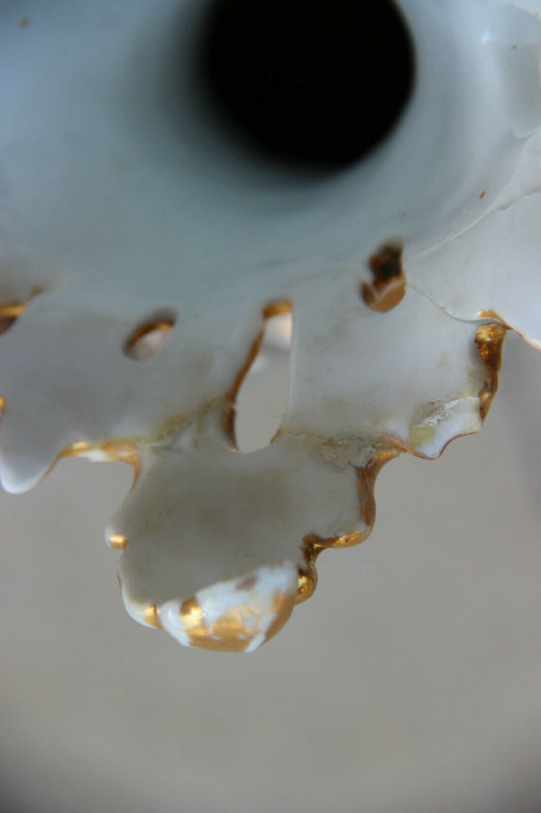 PAIR XL French vieux paris porcelain vases figurines birds floral Attr. petit