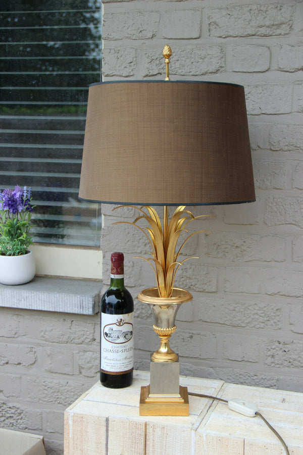 Mid century Hollywood regency Maison jansen leaves table lamp metal gold gilt
