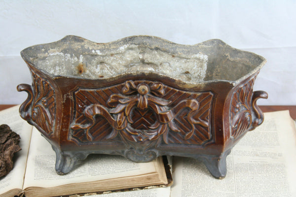 FRench CAST iron enameled Jardiniere planter Louis XV 1900 France