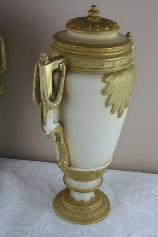 PAIR LArge Royal dux Bohemia marked pottery Vases art nouveau