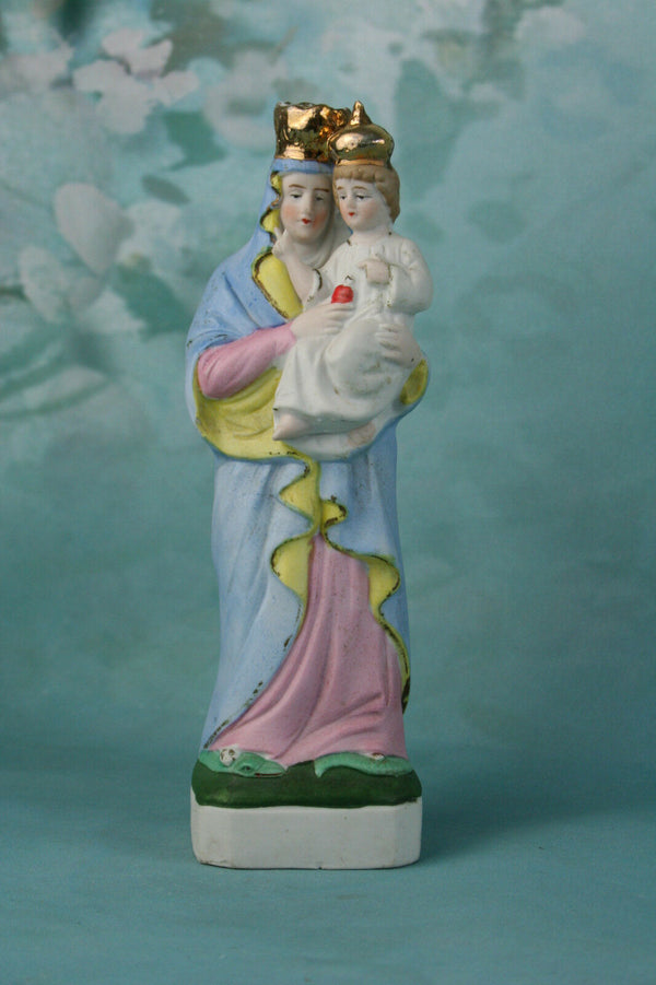 French Holy Saint Madonna Immaculate conception snake figurine biscuit