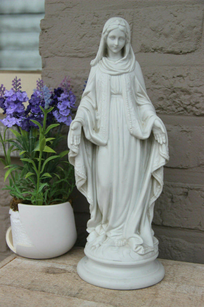 Antique  French Religious porcelain bisque madonna figurine statue snake
