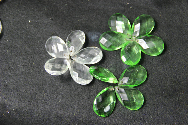 PAIR French Daisy flower green glass wall lights sconces attr maison bagues 1960