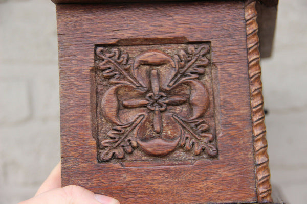 Antique French church altar wood carved holy communion wafer cabinet wall