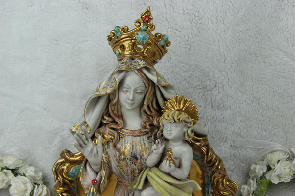 PATTARINO school MAdonna terracotta polychrome statue italian 1950 Religious