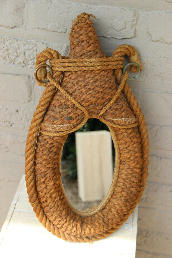 Vintage Audoux Minet Rope Wall mirror France 1950s