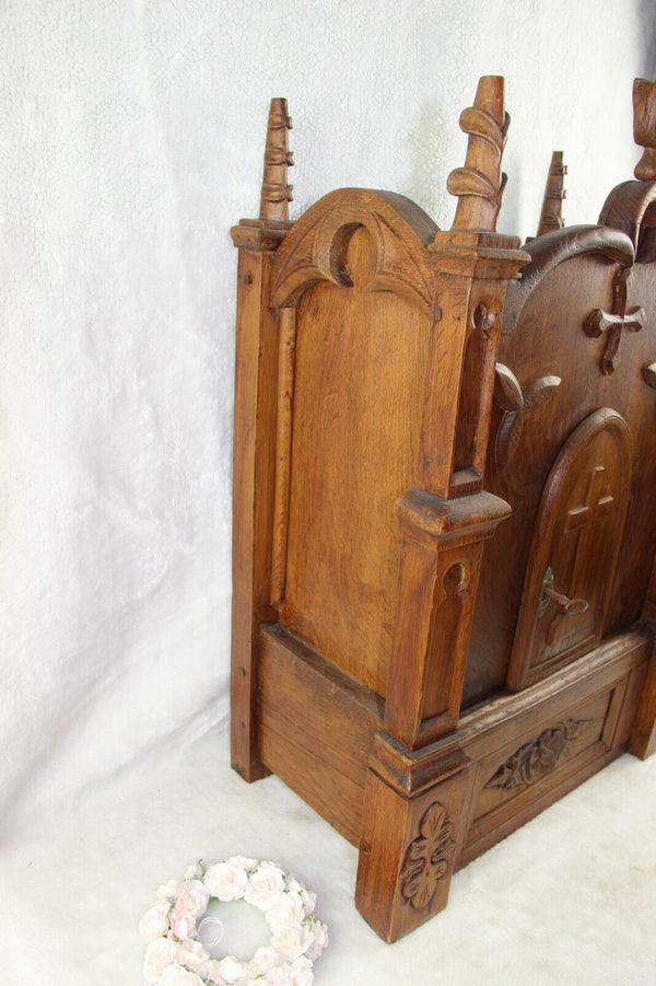 Religious Antique Church tabernacle Wood carved neo gothic rare