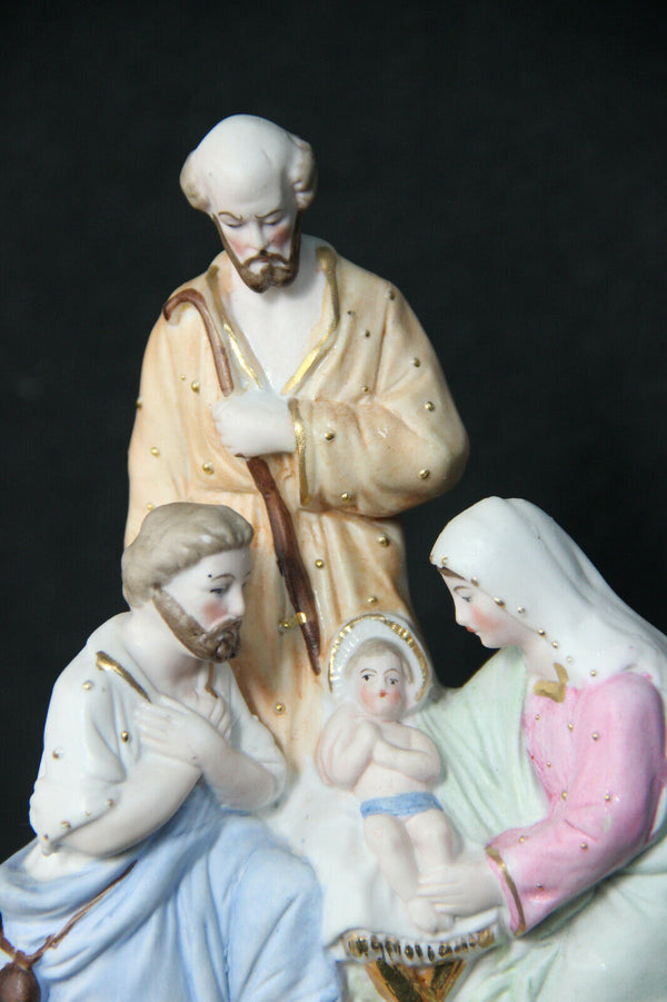 Antique German porcelain nativity holy family Jesus religious statue group