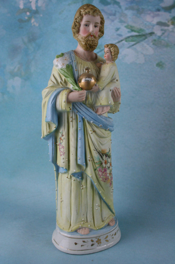 French biscuit figurine Holy Jesus christ with child