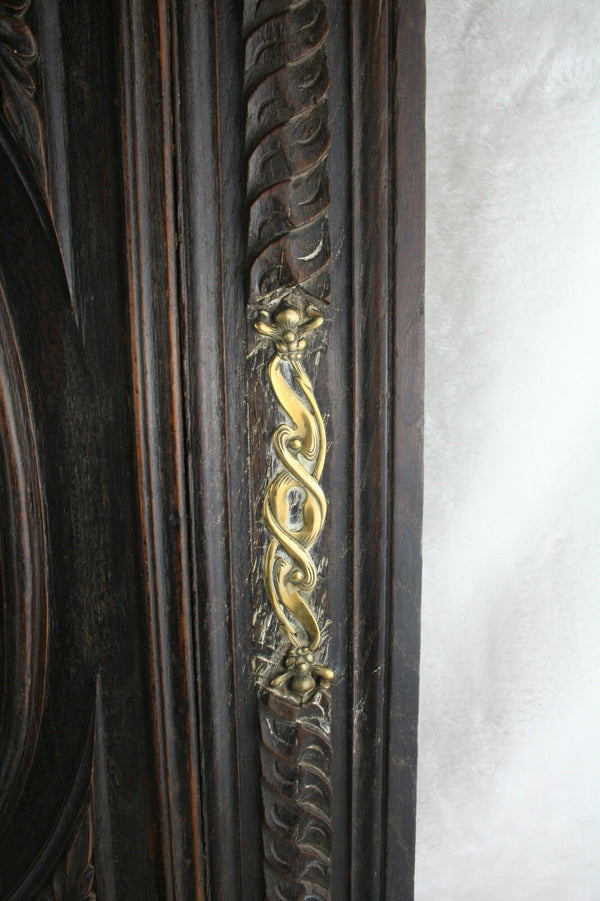 Antique Wood carved hunting bird door cabinet panel black forest 1920 NO1