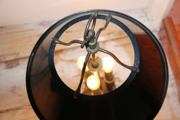 French Bouillotte empire winged angels Metal bronze Table lamp Snake animal