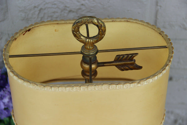 Antique French Bouillotte Empire bronze sphinx Caryatid table lamp